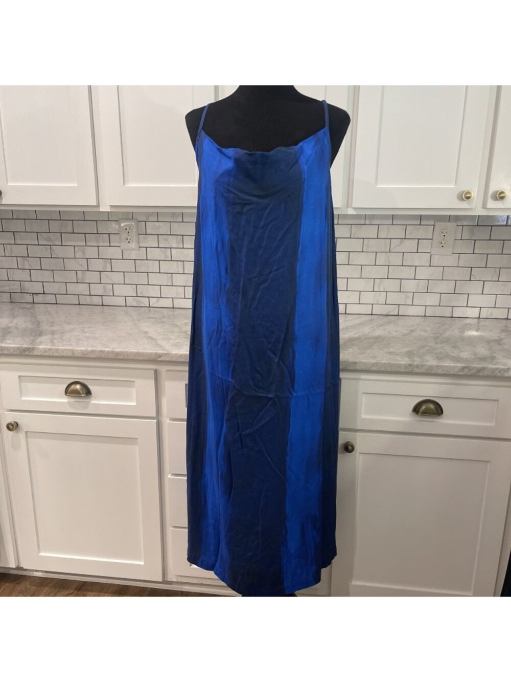 Rundholz Dip Dress Womens Small Blue Ombre Maxi Oversized Drape Avant Garde